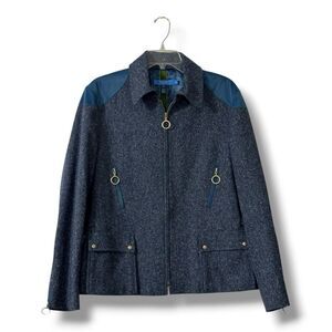 Escada Sport Jacket Vintage 44 Wool Zip Elbow Patch Heritage Quiet Luxury